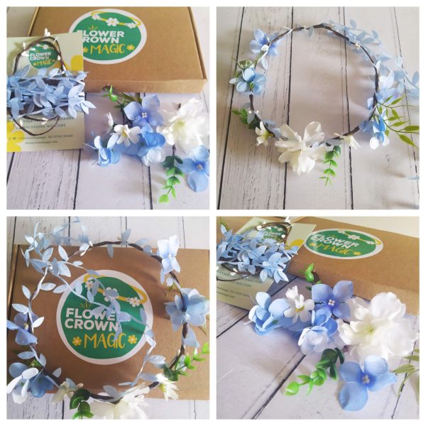 diy blue and white flower crown kit