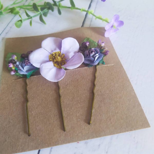 Flower hairpins - floral pins - wedding - prom - festival - adult or child - flower clips - hair clips - gift idea - stocking filler - Image 4