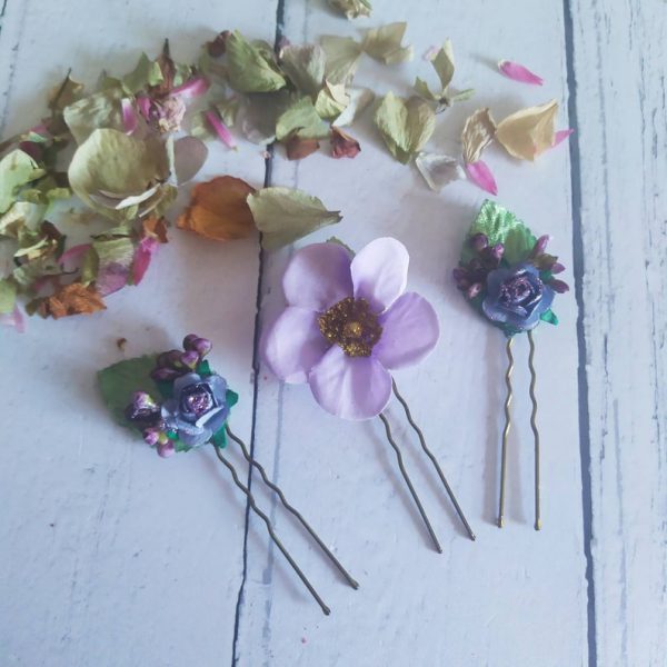 Flower hairpins - floral pins - wedding - prom - festival - adult or child - flower clips - hair clips - gift idea - stocking filler - Image 10