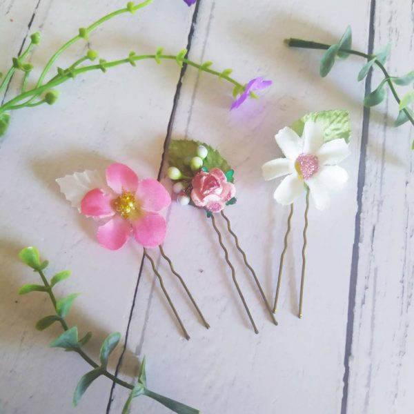 Hand Crafted Flower Hair Clips - floral pins - Image 5