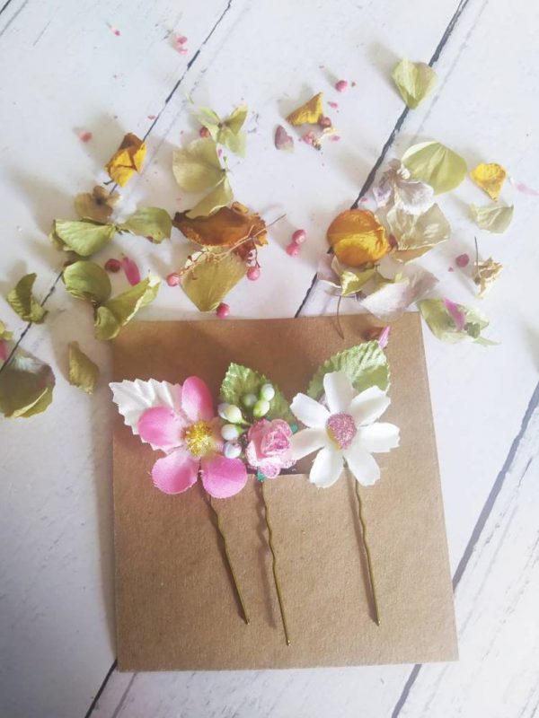 Hand Crafted Flower Hair Clips - floral pins - Image 6