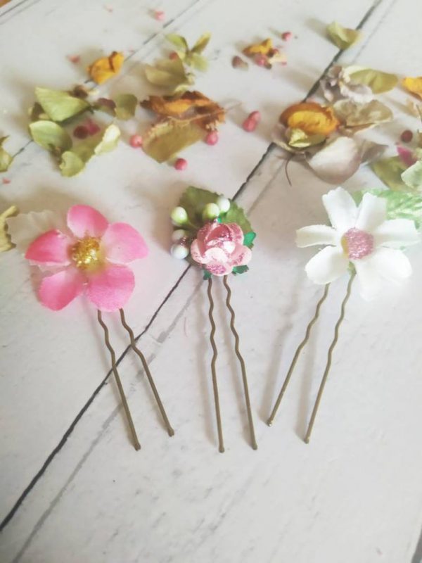 Hand Crafted Flower Hair Clips - floral pins - Image 9