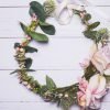 Blush pink rose eucalyptus bridal flower crown - Image 5