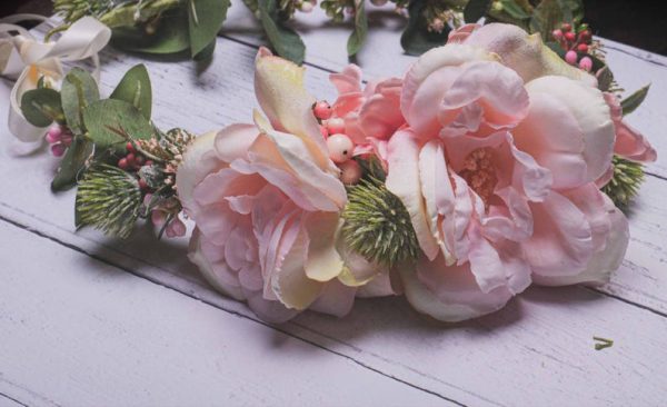 Blush pink rose eucalyptus bridal flower crown - Image 9