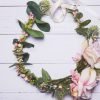 Blush pink rose eucalyptus bridal flower crown - Image 8