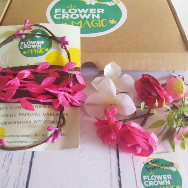 Atomic Pink -  Pink & White Childrens DIY Flower Crown Making Kit - Image 3