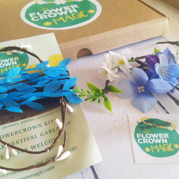 Electric Blue - Blue and White Childrens DIY Flower Crown Making Kit - Image 3