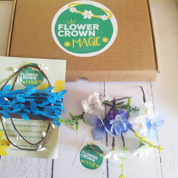 Electric Blue - Blue and White Childrens DIY Flower Crown Making Kit - Image 4
