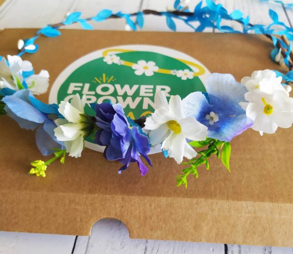 Electric Blue - Blue and White Childrens DIY Flower Crown Making Kit - Image 2
