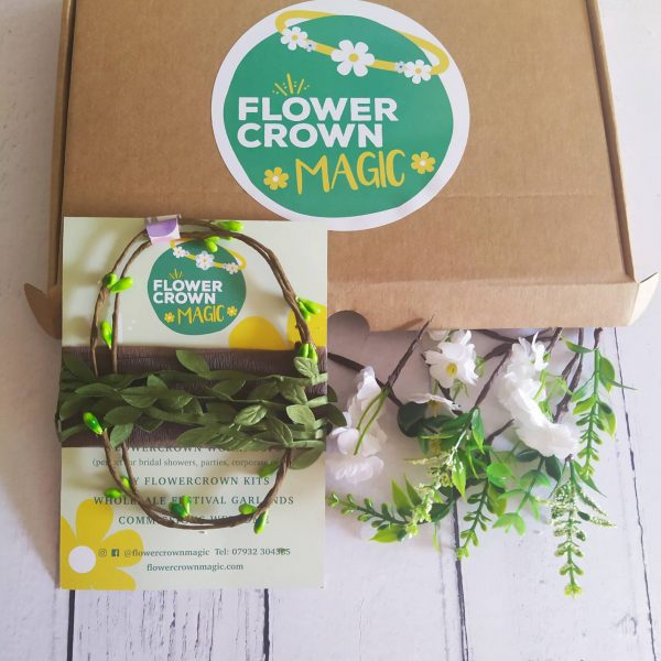 Forest Green Dream - Kids Green & White DIY Flower Crown Kit - Image 7