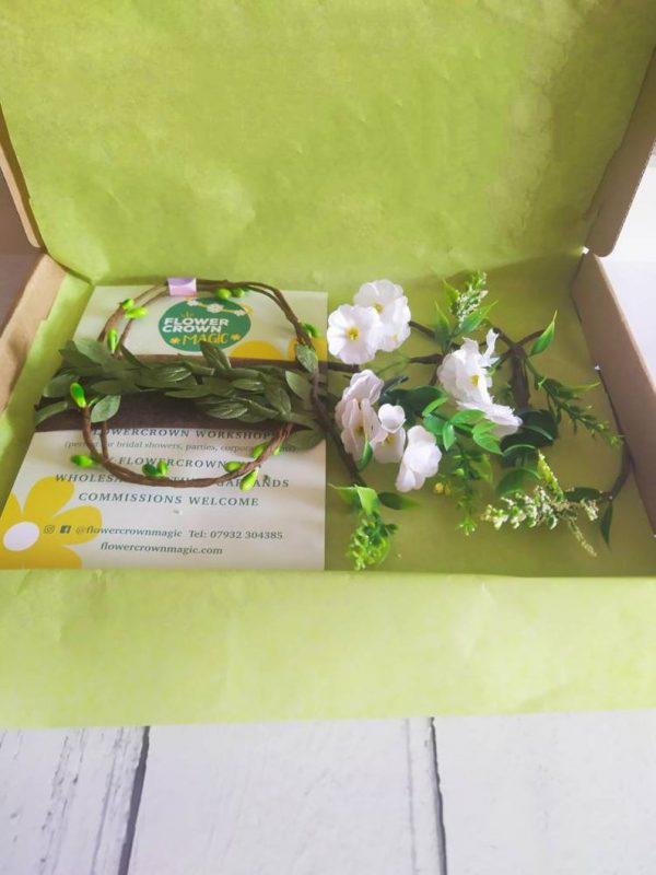 Forest Green Dream - Kids Green & White DIY Flower Crown Kit - Image 5