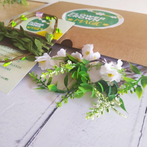 Forest Green Dream - Kids Green & White DIY Flower Crown Kit - Image 4