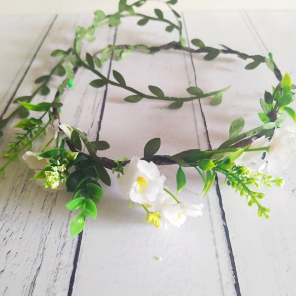 Forest Green Dream - Kids Green & White DIY Flower Crown Kit - Image 3