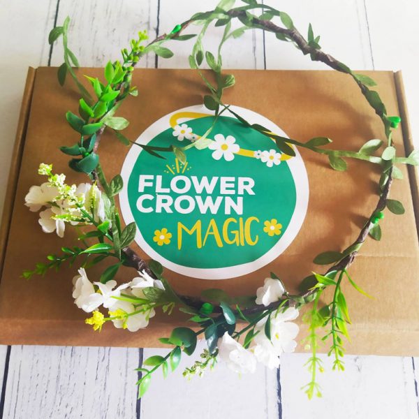 Forest Green Dream - Kids Green & White DIY Flower Crown Kit - Image 2