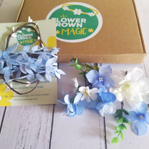 Dusty Blue - DIY Childrens Blue & White Flower Crown kit - Image 2
