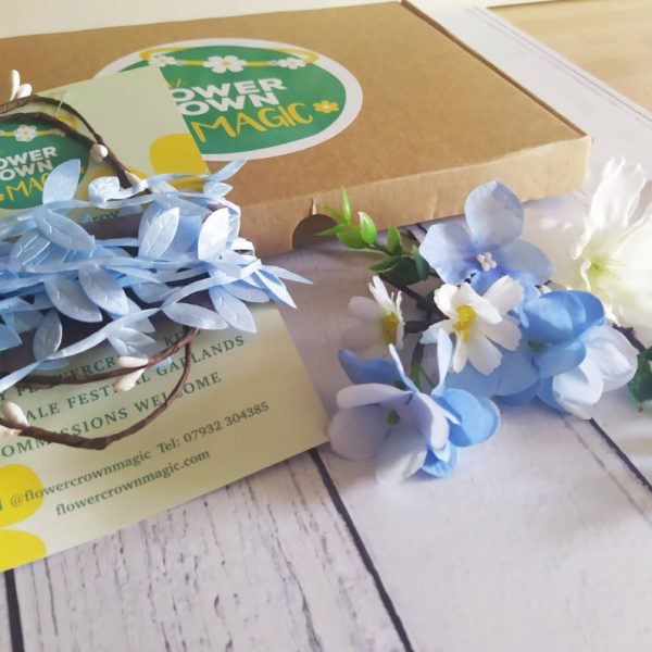 Dusty Blue - DIY Childrens Blue & White Flower Crown kit - Image 4