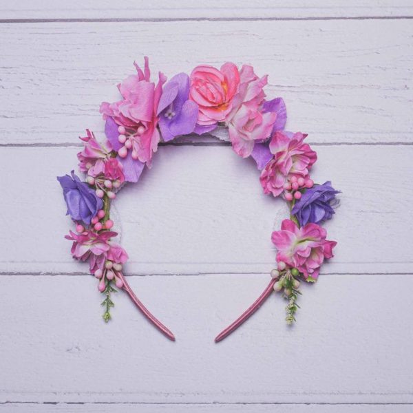 Aria Child's Flower Headband, featuring artificial cherry blossom flowers and roses with pip berries.