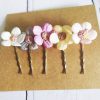 Children's Hand Crafted Flower Pins - set of 5 pins - Floral Hairpins - Mini-Magic - Image 4