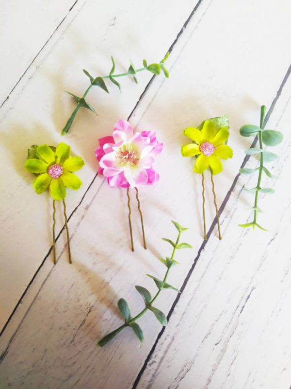 Hand Crafted Adult Flower Hair Pins - Set of Three - Image 7