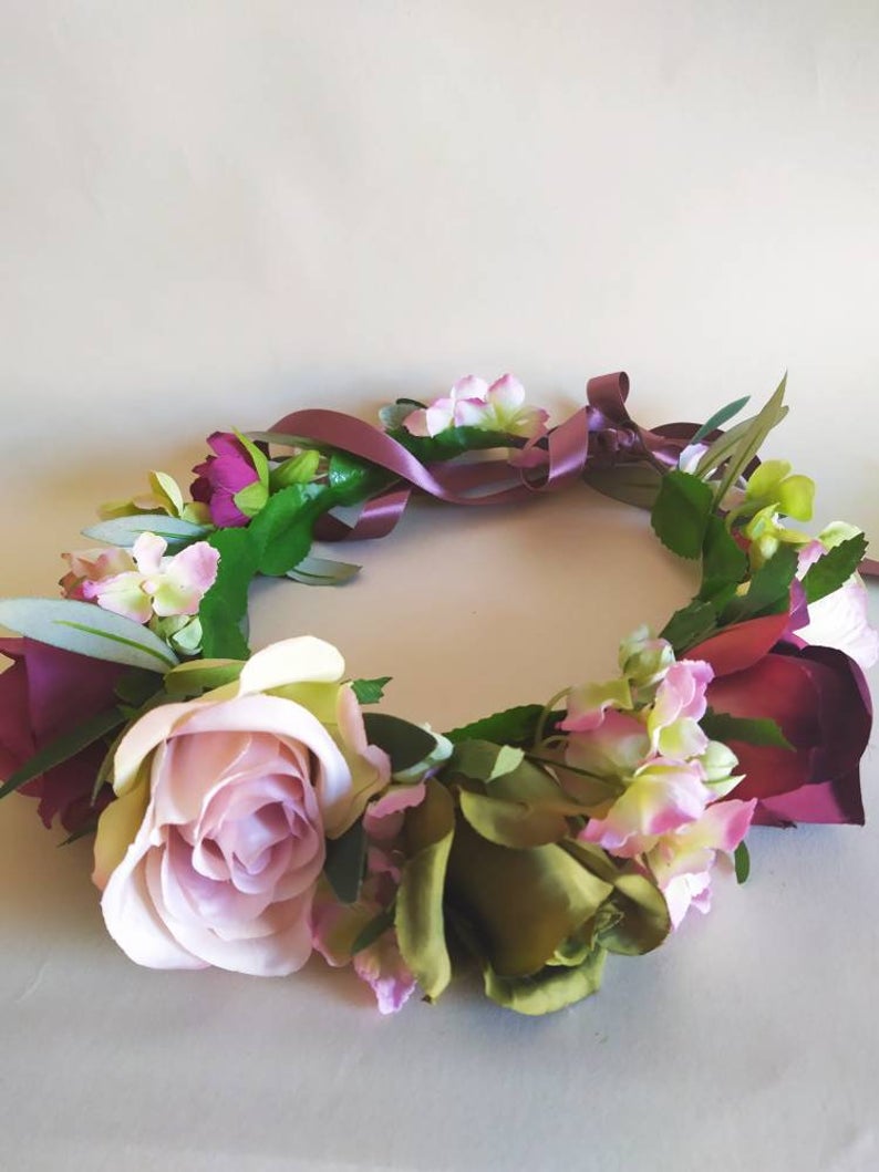 burgundy flower crown
