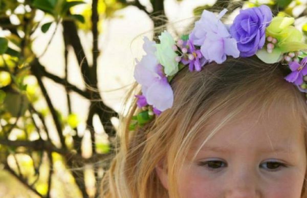 Millie Child's Flower Headband, lilac and lemon faux flower headband, flexible comfortable fit - Image 6