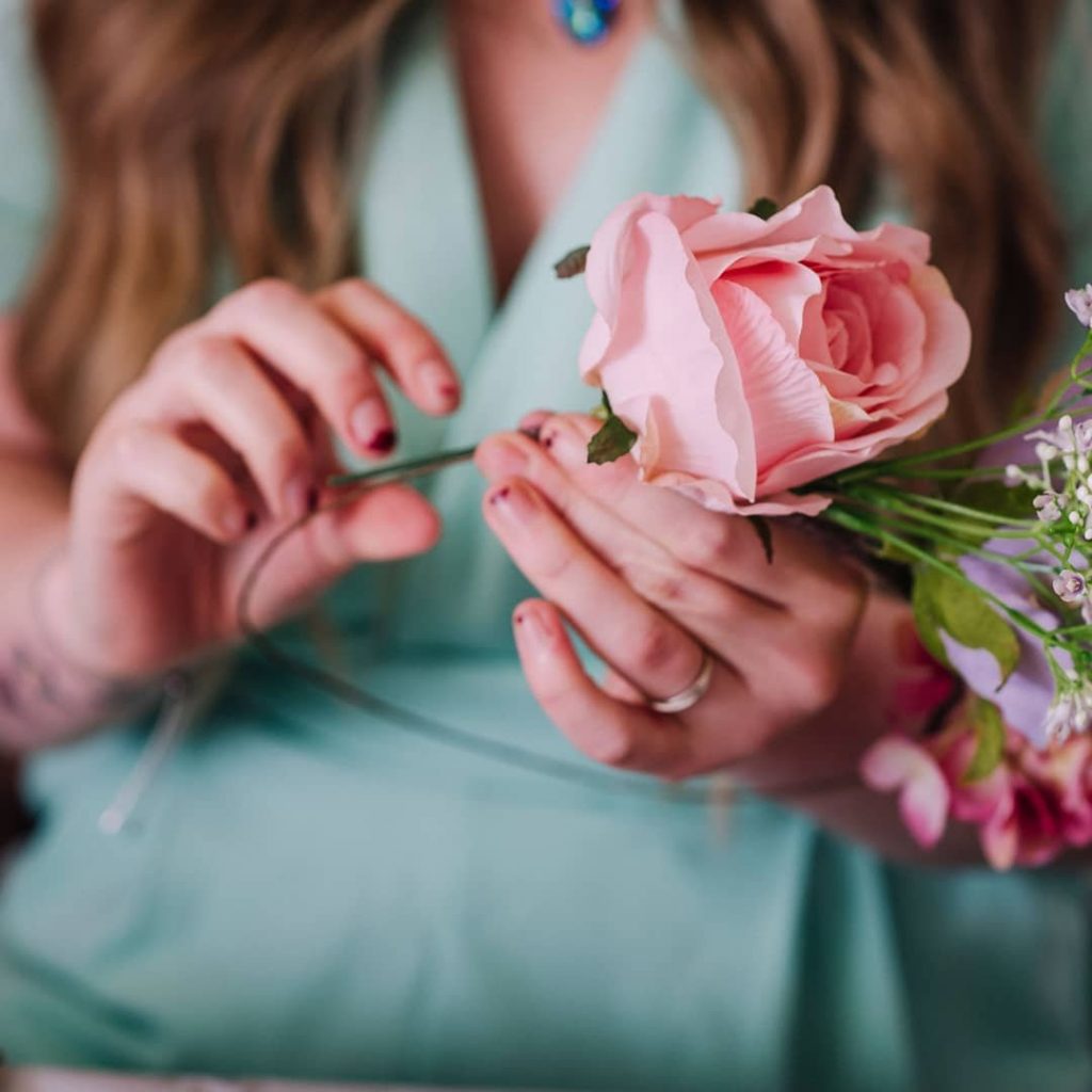 making a flower crown kit hen party