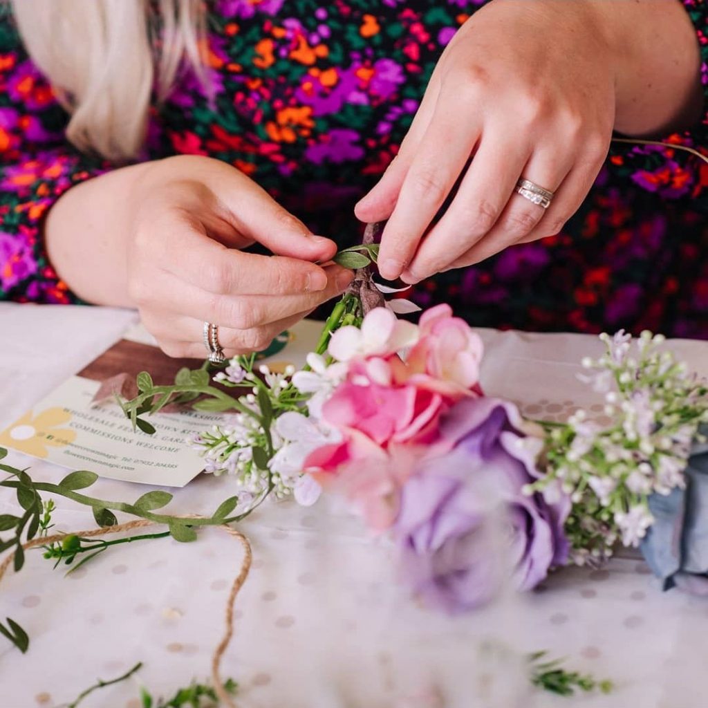 making a flower crown