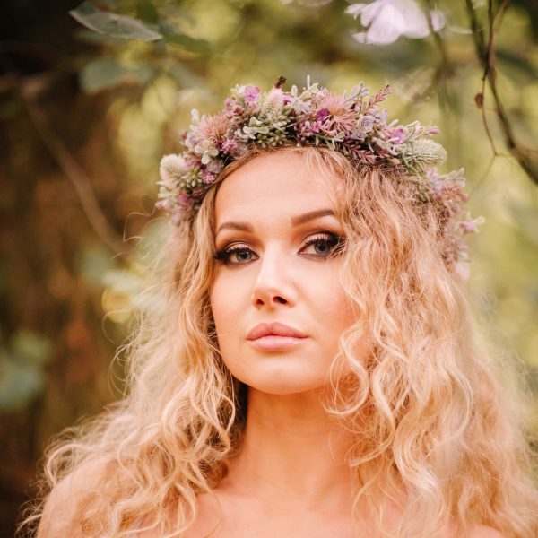 Dusky Pink and Mauve Ethereal Flowercrown - Image 4