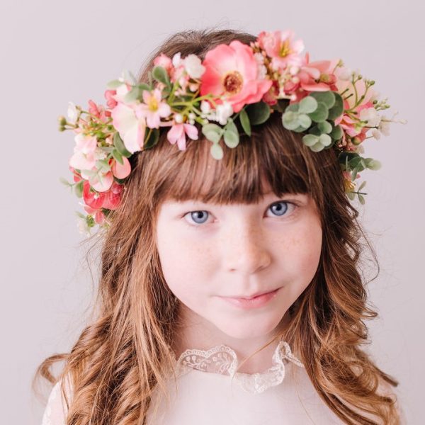 Coral Pink Children's Flowercrown - Whimsical Vintage Style Floral headband