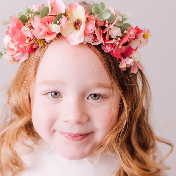 Coral Pink Flower Headband for Children