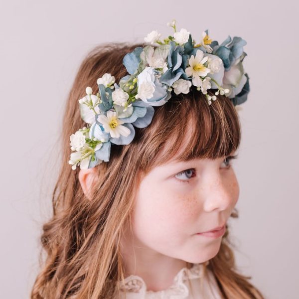 Child's Dusty Blue and Teal Flower Headband