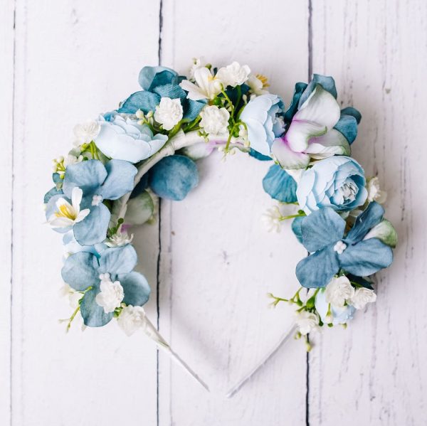 Child's Dusty Blue and Teal Flower Headband - Image 6