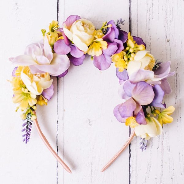 Purple and Yellow Flower Headband for children - Image 3