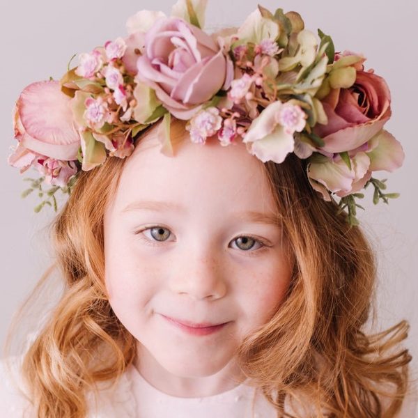 Muted Pastel Girl's Flower crown - Whimsical Vintage Style