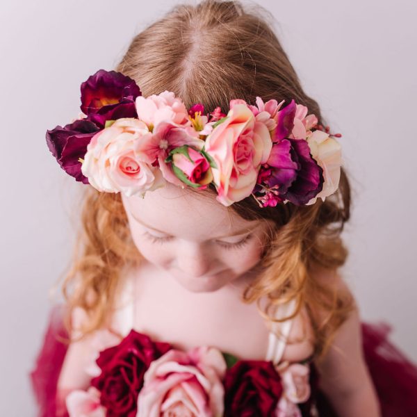 Child's Red and Pink Floral Headband