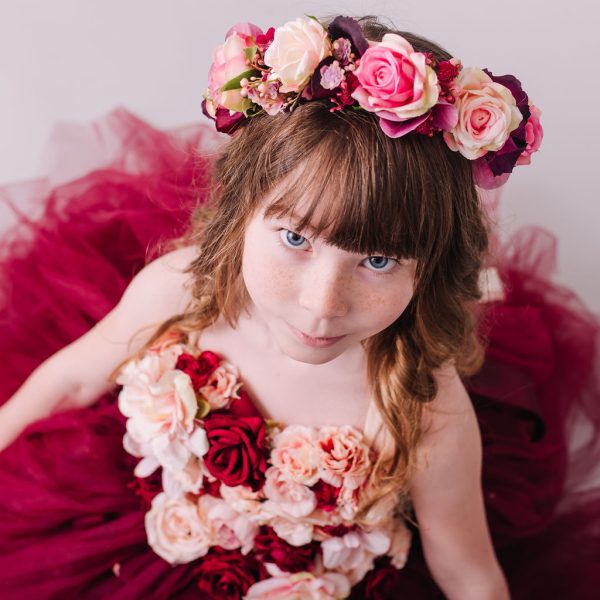 Children's Burgundy and Blush Flowercrown - Whimsical Vintage Style - Image 11