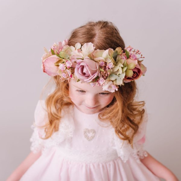 Muted Pastel Girl's Flower crown - Whimsical Vintage Style - Image 3