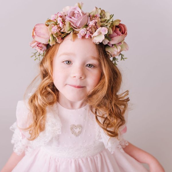 Muted Pastel Girl's Flower crown - Whimsical Vintage Style - Image 4