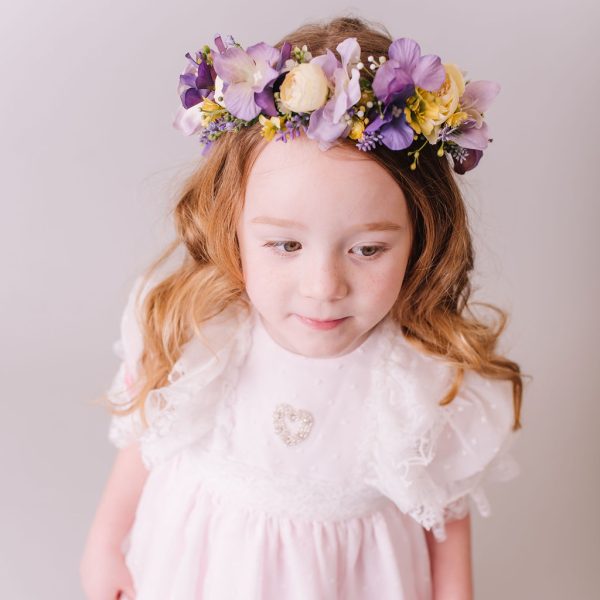 Children's Flowercrown - Purple and Yellow - Whimsical Vintage Style - Image 3