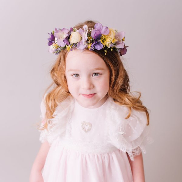 Children's Flowercrown - Purple and Yellow - Whimsical Vintage Style - Image 4