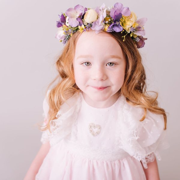 Children's Flowercrown - Purple and Yellow - Whimsical Vintage Style - Image 5