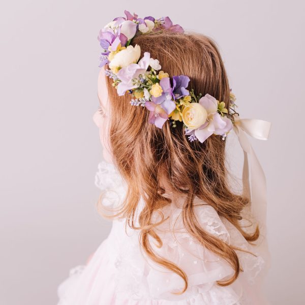 Children's Flowercrown - Purple and Yellow - Whimsical Vintage Style - Image 6