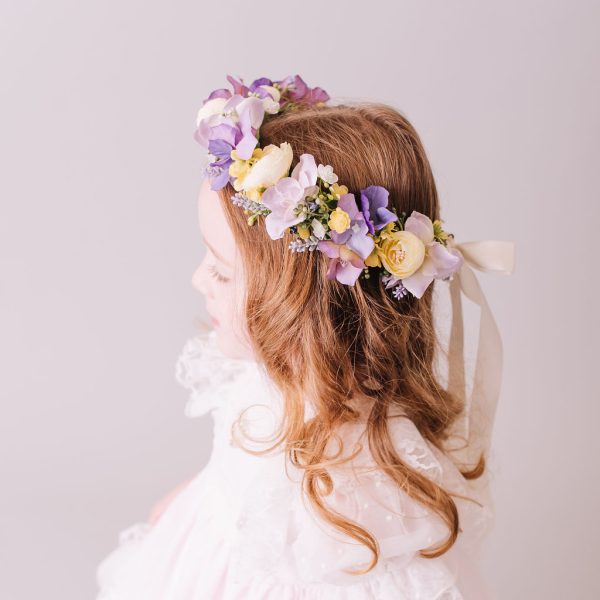 Children's Flowercrown - Purple and Yellow - Whimsical Vintage Style - Image 7