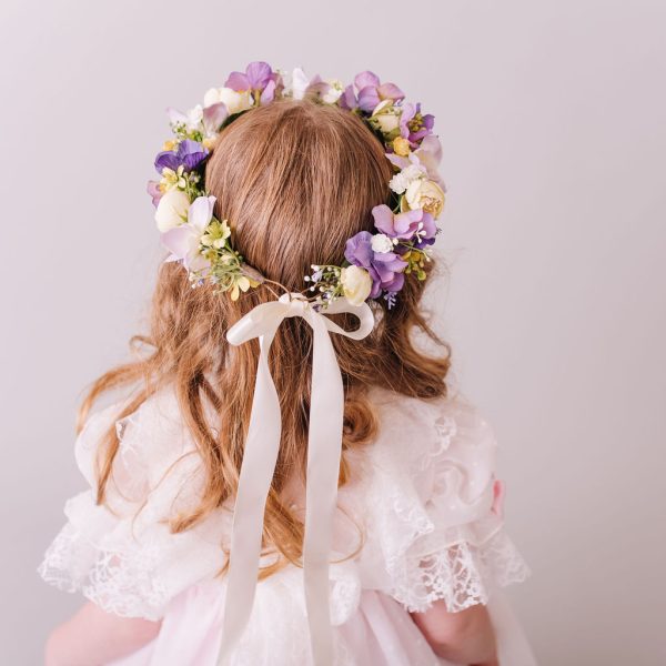 Children's Flowercrown - Purple and Yellow - Whimsical Vintage Style - Image 9