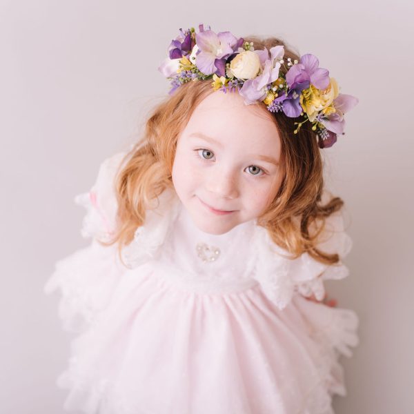 Children's Flowercrown - Purple and Yellow - Whimsical Vintage Style - Image 10