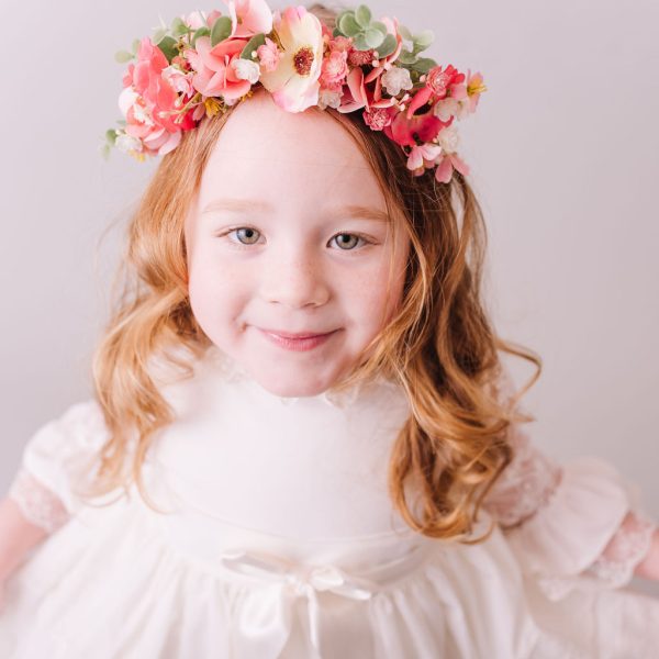 Coral Pink Flower Headband for Children - Image 6