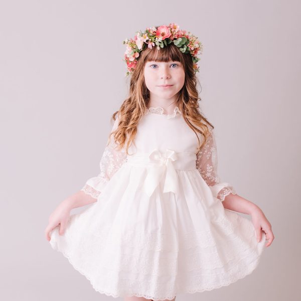 Coral Pink Children's Flowercrown - Whimsical Vintage Style Floral headband - Image 2