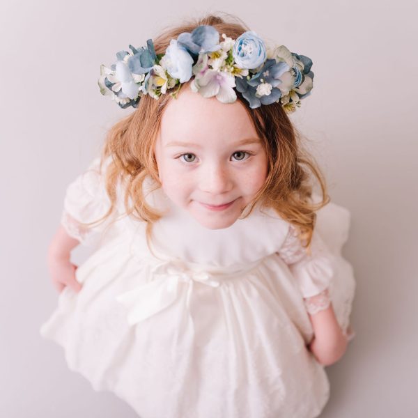 Dusty Blue and Teal Child's Flowercrown - Vintage Whimsical Style Headband - Image 8