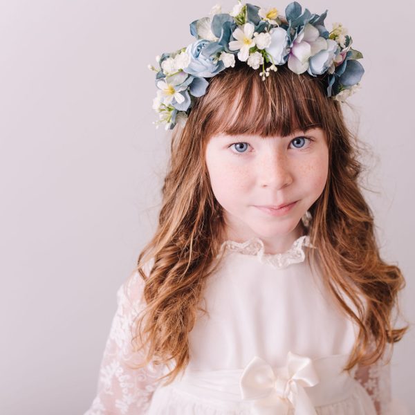Child's Dusty Blue and Teal Flower Headband - Image 3