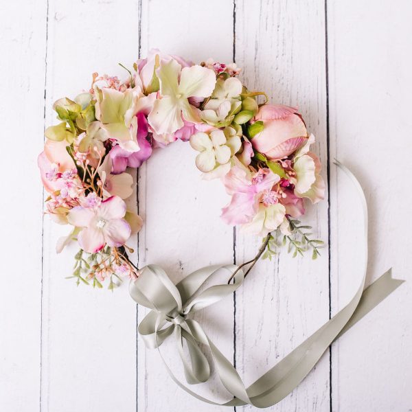 Muted Pastel Girl's Flower crown - Whimsical Vintage Style - Image 8